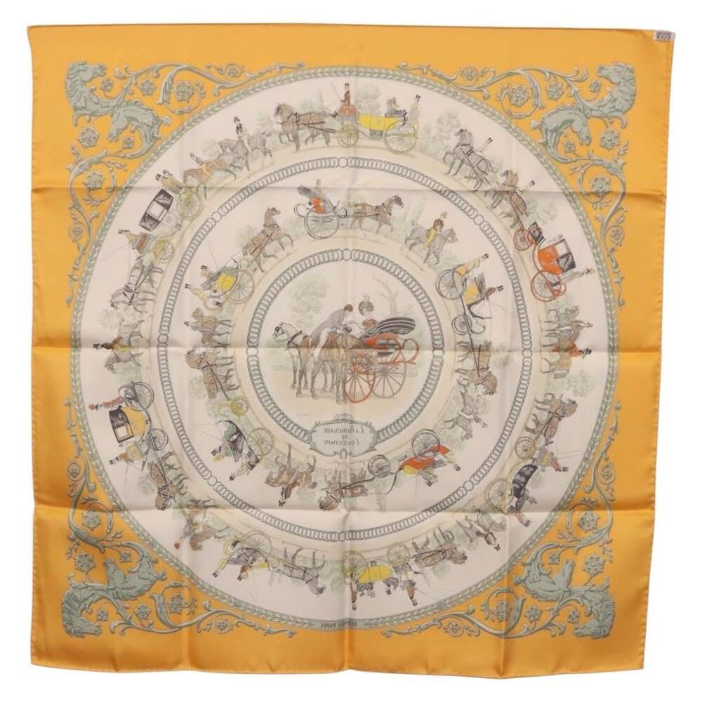 Hermes Silk Carre 90 Scarf Yellow